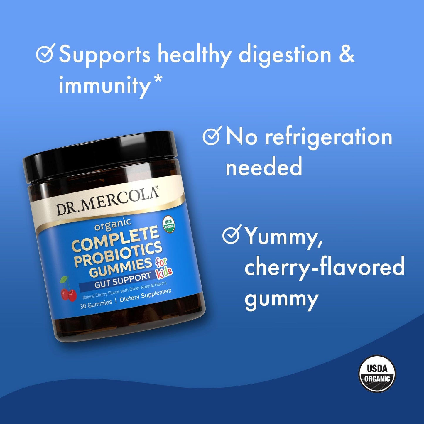 Dr. Mercola Organic Complete Probiotics Gummies for Kids - 2 Pack, 30 Servings, 1 Billion CFU per Gummy