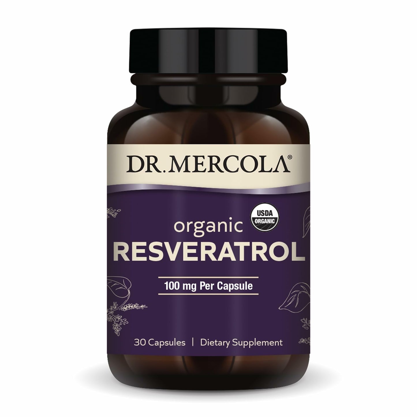 Dr. Mercola Organic Resveratrol 100 mg – Trans-Resveratrol 99.9% from Japanese Knotweed | 30 Capsules