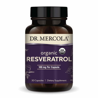 Dr. Mercola Organic Resveratrol 100 mg – Trans-Resveratrol 99.9% from Japanese Knotweed | 30 Capsules