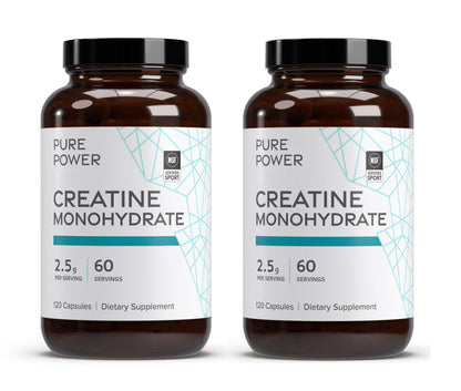 Dr. Mercola Pure Power Creatine Monohydrate 60 Servings, 120 Capsules, 2 Pack, 2.5 g per Serving, Non-GMO, NSF Certified for Sport