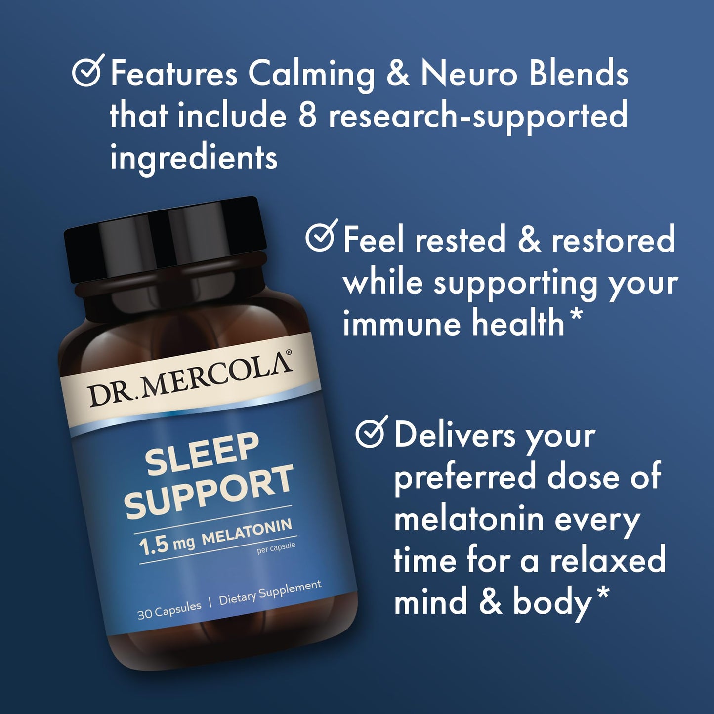 Dr. Mercola Sleep Support with Melatonin – 1.5 mg per Serving, 30 Servings, Non-GMO