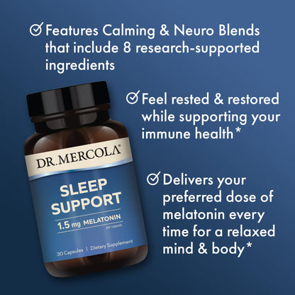 Dr. Mercola Sleep Support with Melatonin – 1.5 mg per Serving, 30 Servings, Non-GMO