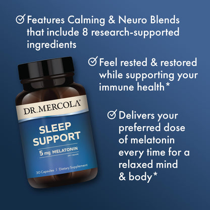 Dr. Mercola Sleep Support with Melatonin 5 mg – 30 Servings (Non-GMO)