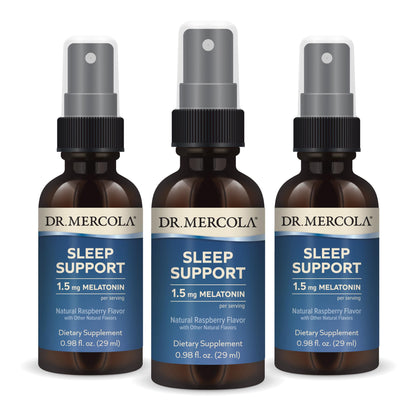 Dr. Mercola Sleep Support with Melatonin Spray – Restful Sleep, Non-GMO, Gluten-Free & Soy-Free – Raspberry Flavor, 0.98 fl oz (3 Pack)