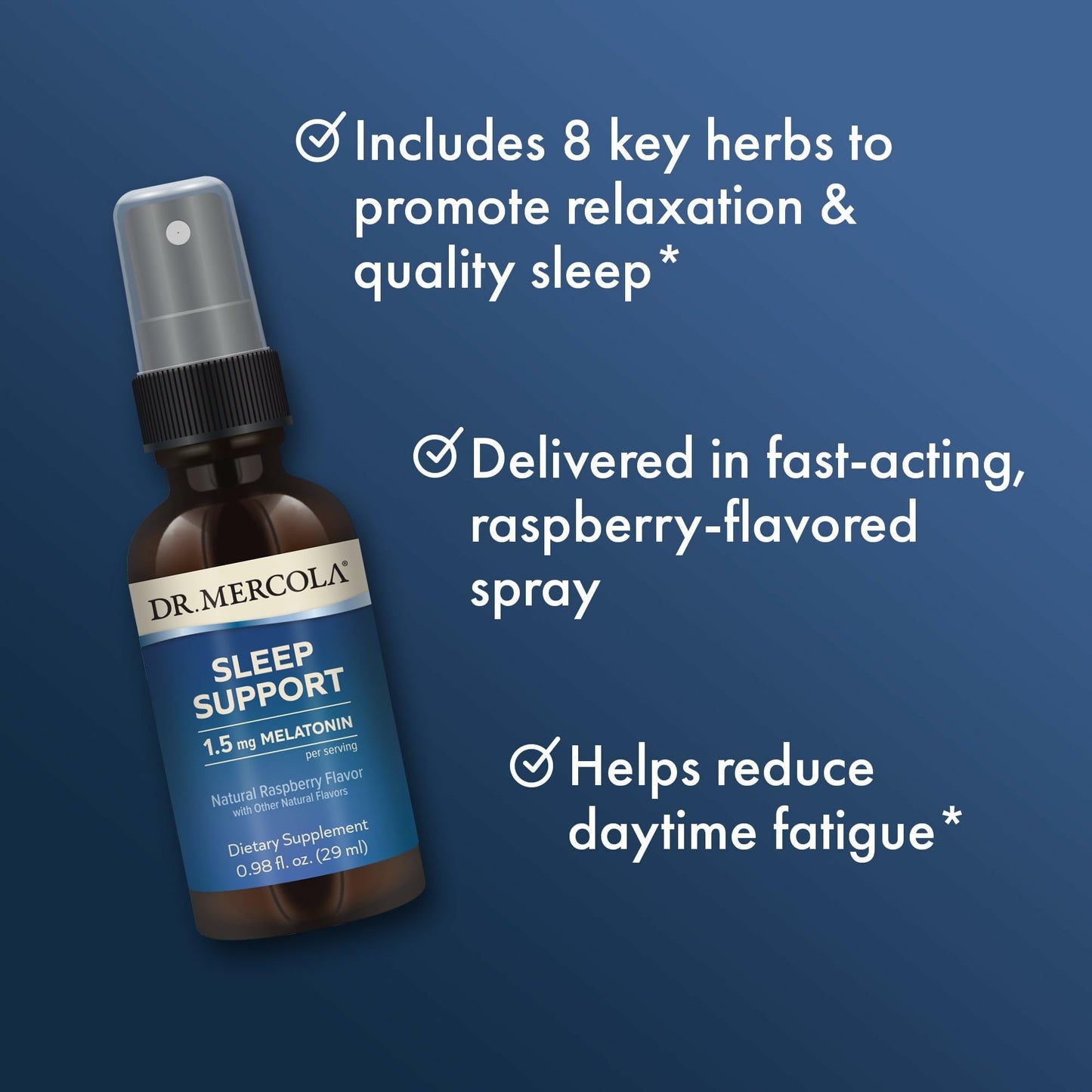 Dr. Mercola Sleep Support with Melatonin Spray – Restful Sleep, Non-GMO, Gluten & Soy Free