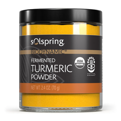 Dr. Mercola Solspring Biodynamic Organic Fermented Turmeric Powder 2.4 oz – Non-GMO, Gluten Free, USDA Organic, Demeter Certified