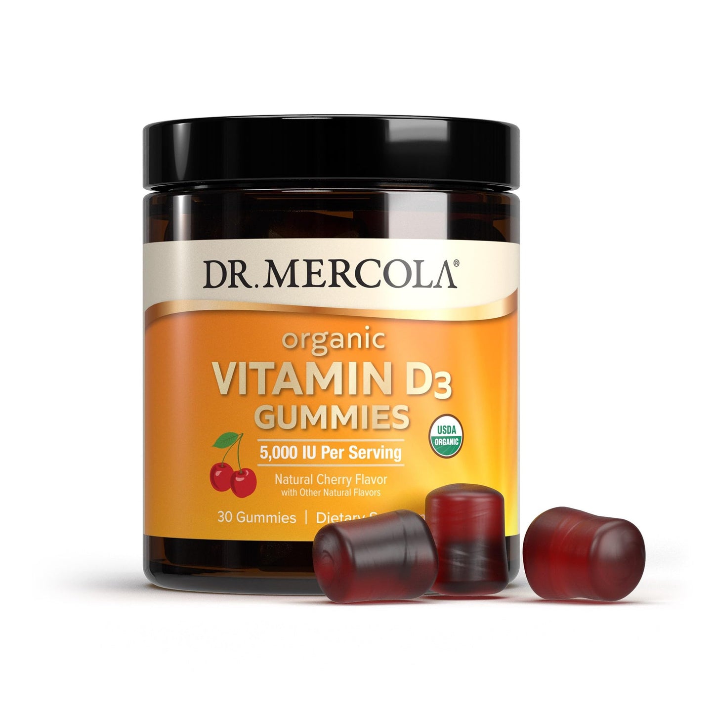 Dr. Mercola Organic Vitamin D3 Gummies 5,000 IU – Natural Cherry, 2 Pack