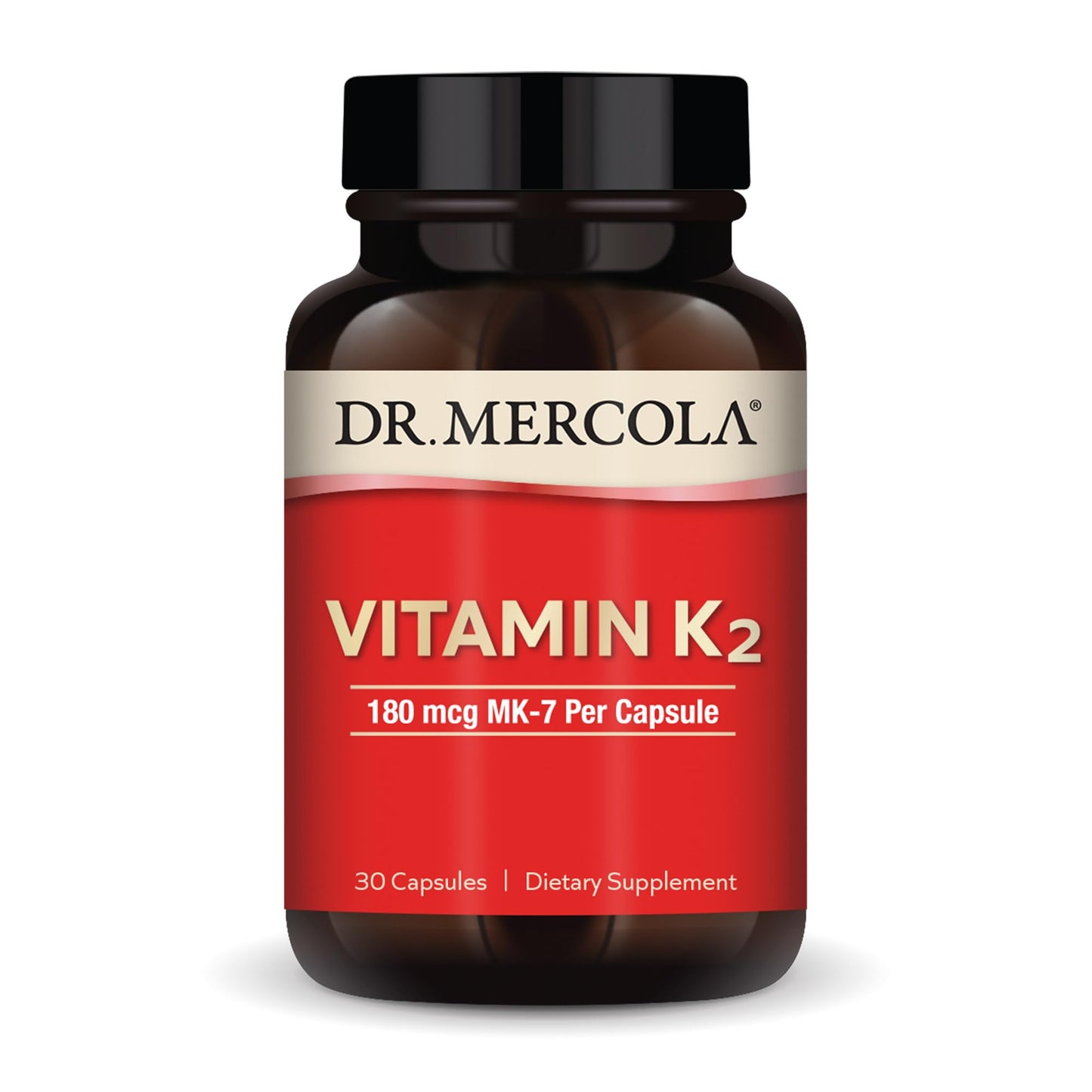Dr. Mercola Vitamin K2 180 mcg MK-7 – Supports Arterial Health & Bone Strength – Non-GMO, Gluten-Free