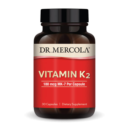 Dr. Mercola Vitamin K2 180 mcg MK-7 – Supports Arterial Health & Bone Strength – Non-GMO, Gluten-Free