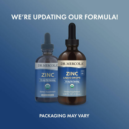 Dr. Mercola Zinc Liquid Drops — 15 mg Zinc, Organic, Immune & Organ Support, 3 Pack