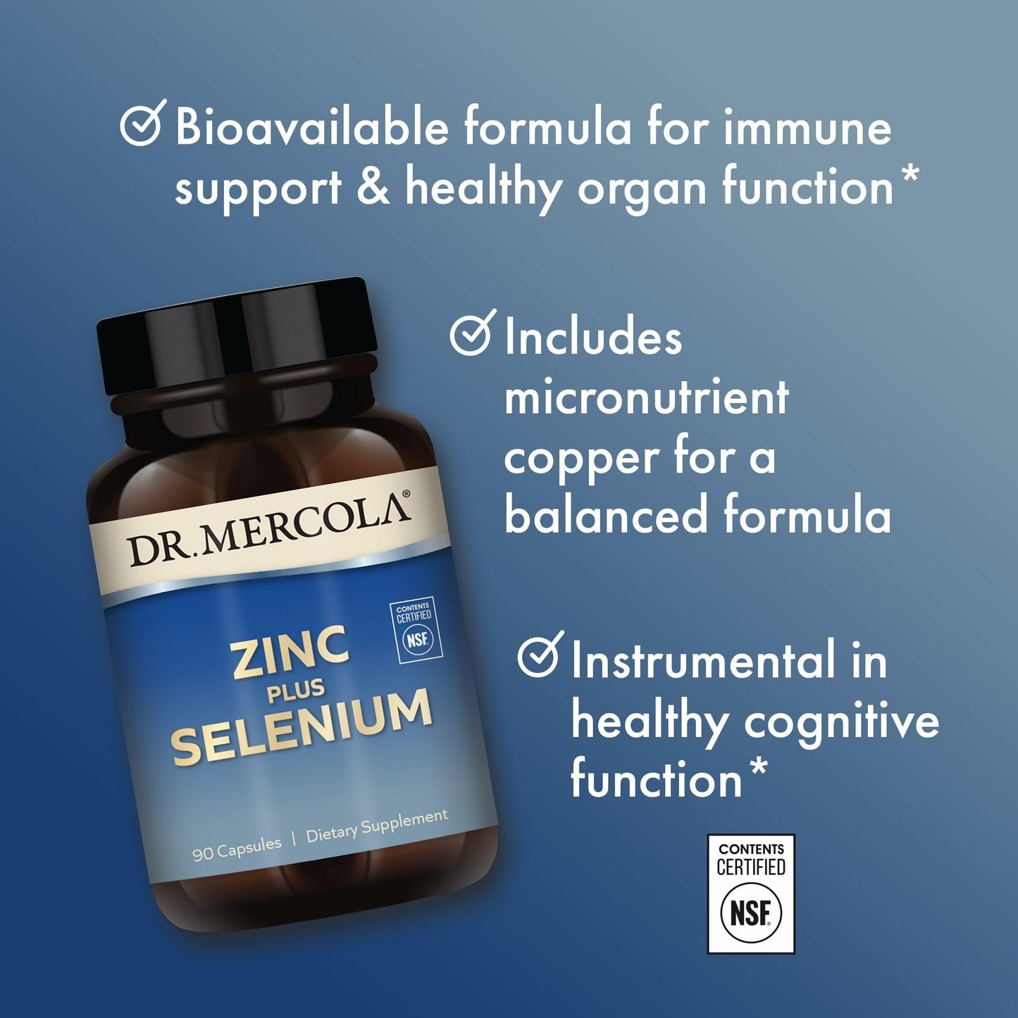 Dr. Mercola Zinc Plus Selenium – Immune & Brain Support – 90 Servings