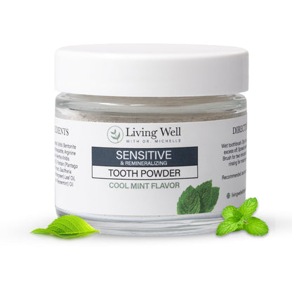 Living Well with Dr. Michelle Sensitive Remineralizing Tooth Powder | Fluoride-Free Hydroxyapatite Formula | Supports Daily Comfort for Sensitive Teeth