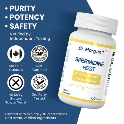 Dr. Morgan Spermidine & Ergothioneine – 99% Purity, Third-Party Tested