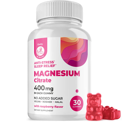 DR. MORITZ Magnesium Gummies for Adults | Sugar-Free Calm, Raspberry Flavor, Non-GMO, 400 mg (30 Count)