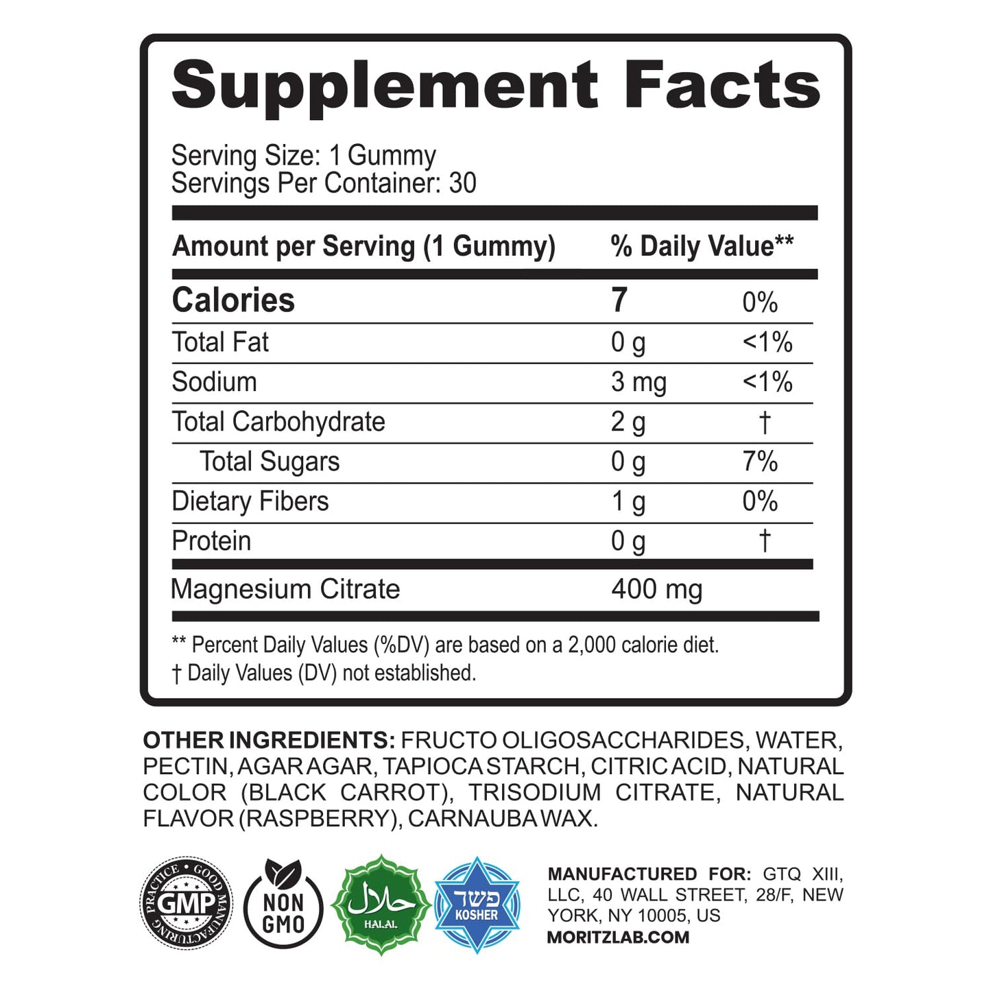 DR. MORITZ Magnesium Gummies for Adults | Sugar-Free Calm, Raspberry Flavor, Non-GMO, 400 mg (30 Count)