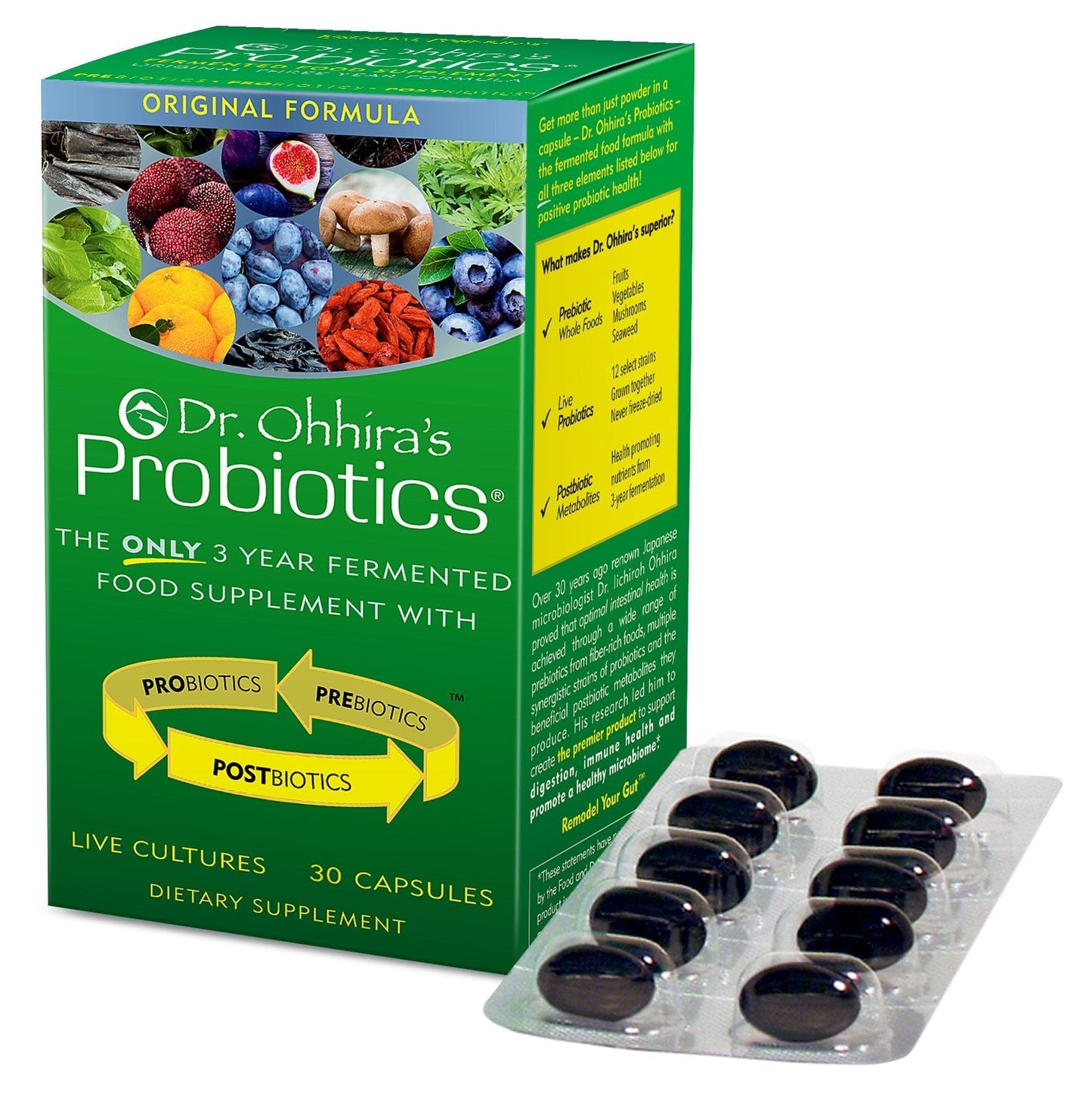 Dr. Ohhira’s Probiotics Original Formula - 3-Year Fermented Prebiotics, 30 Capsules