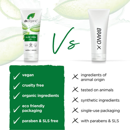 Dr Organic Aloe Vera Gel 200ml - Pure Aloe Vera Skin Care