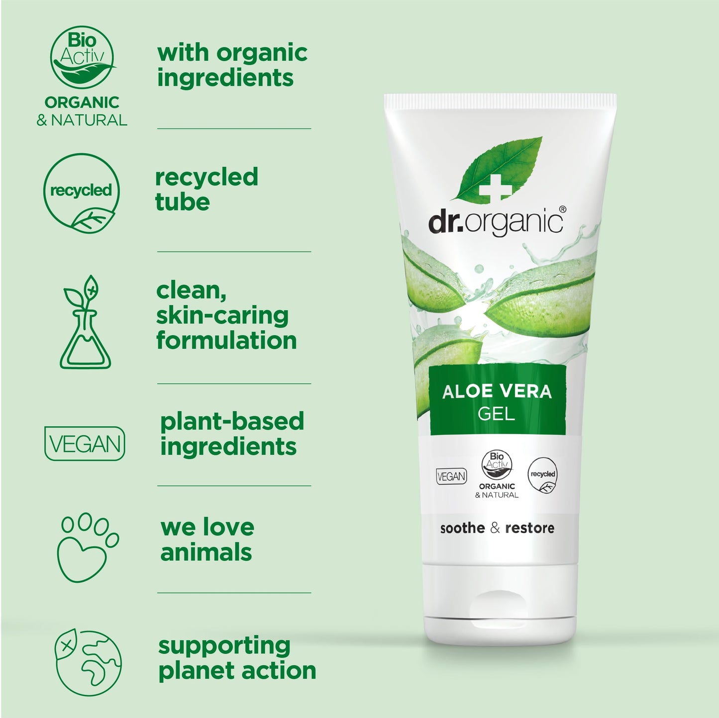 Dr Organic Aloe Vera Gel 200ml - Pure Aloe Vera Skin Care
