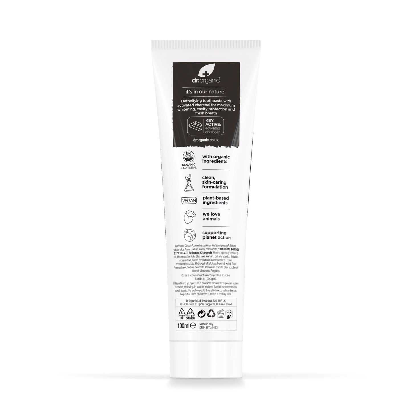 Dr Organic Extra Whitening Charcoal Toothpaste 100ml | Teeth Whitening