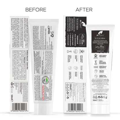 Dr Organic Extra Whitening Charcoal Toothpaste 100ml | Teeth Whitening