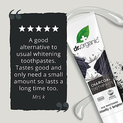 Dr Organic Extra Whitening Charcoal Toothpaste 100ml | Teeth Whitening