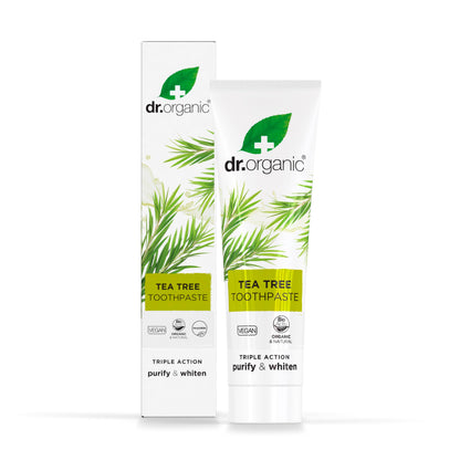 Dr.organic Tea Tree Toothpaste 100ml | Fresh Breath, Anti-Caries & Whitening