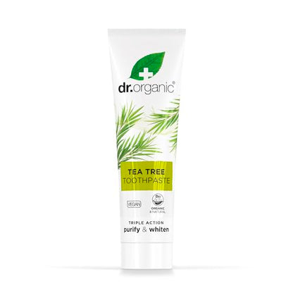 Dr.organic Tea Tree Toothpaste 100ml | Fresh Breath, Anti-Caries & Whitening