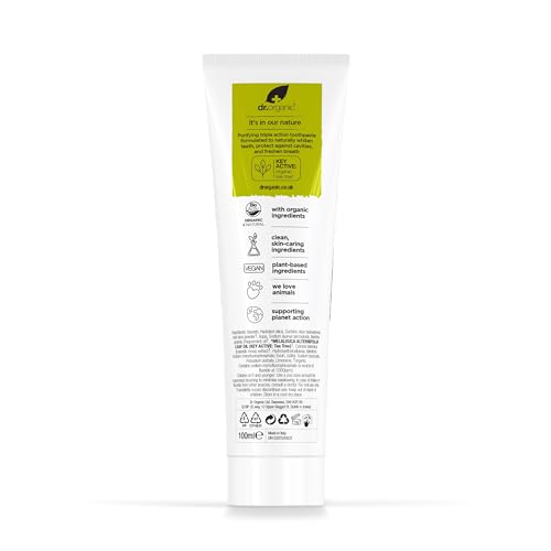 Dr.organic Tea Tree Toothpaste 100ml | Fresh Breath, Anti-Caries & Whitening