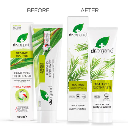 Dr.organic Tea Tree Toothpaste 100ml | Fresh Breath, Anti-Caries & Whitening