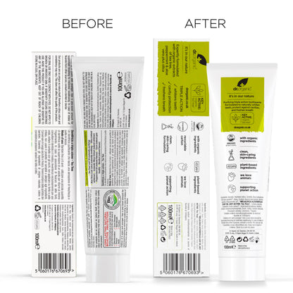 Dr.organic Tea Tree Toothpaste 100ml | Fresh Breath, Anti-Caries & Whitening