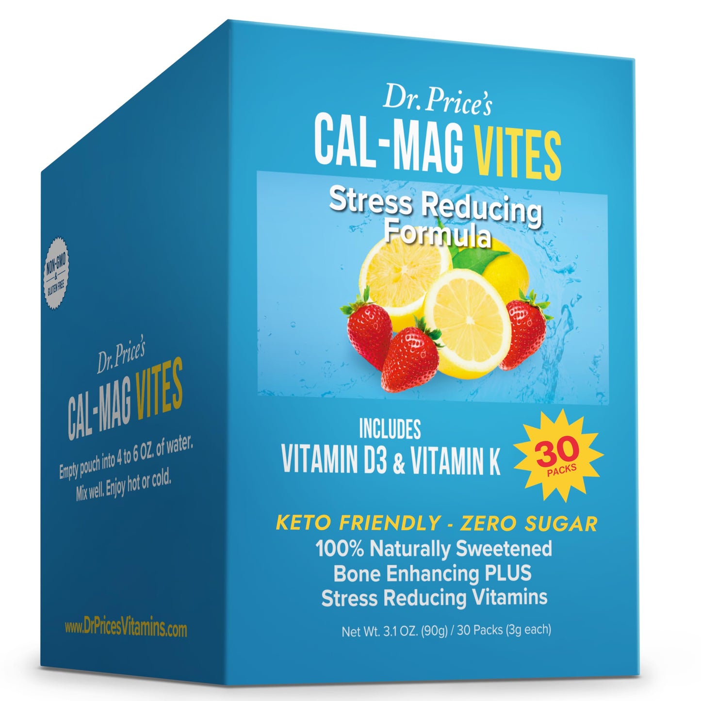 Dr. Price's Calcium Magnesium Powder – Strawberry Lemon (30 Servings) | Cal Mag with D3, K, Boron