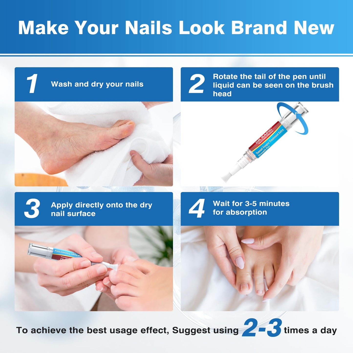 DR.RAPID Toenail Fungi Treatment Extra Strength Nail Pen – 3x 5ml