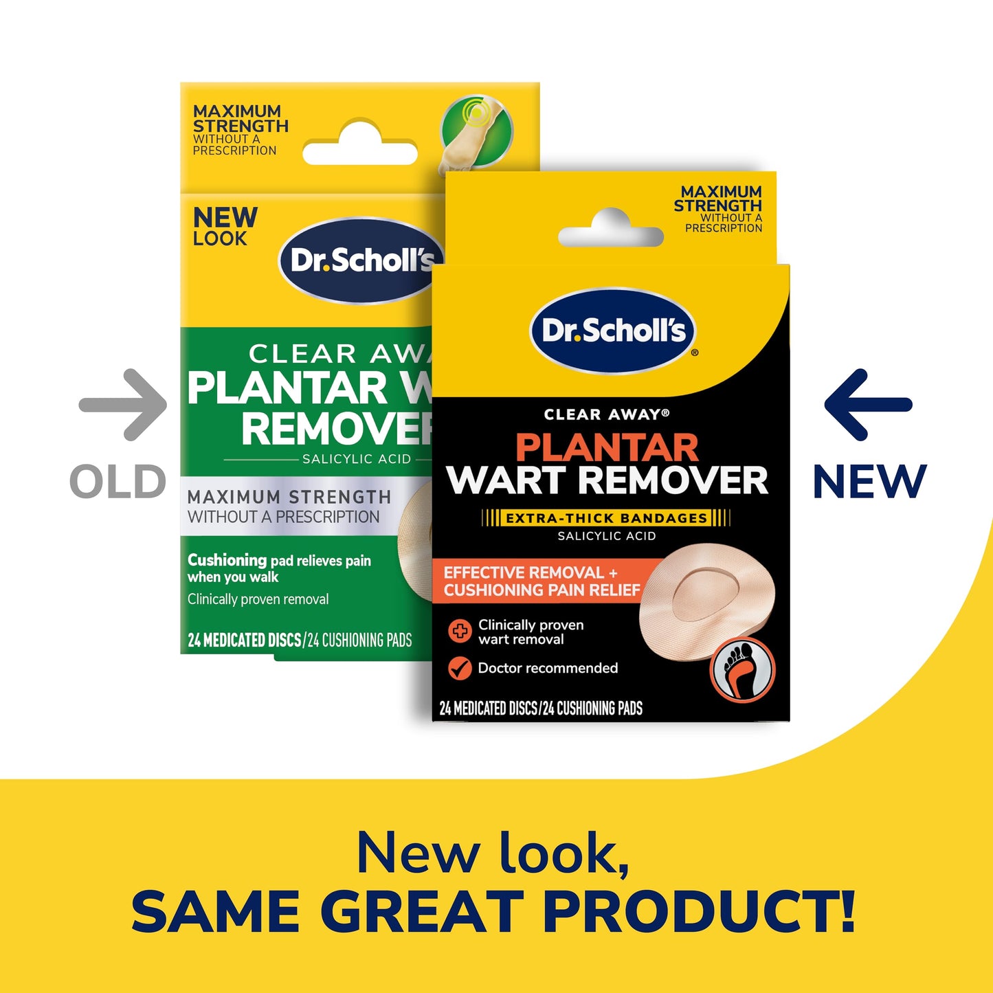 Dr Scholl's Clear Away Plantar Wart Remover - Extra-Thick Bandages for Feet, 24 Treatments