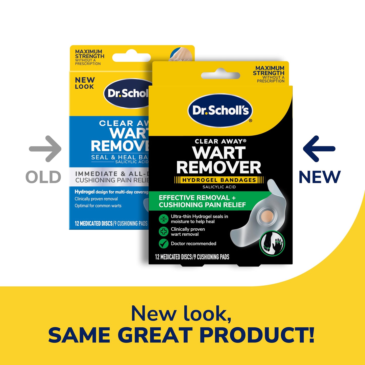Dr. Scholl’s Clear Away Wart Remover Hydrogel Bandages for Fingers & Toes | Clinically Proven Wart Removal & Cushioning