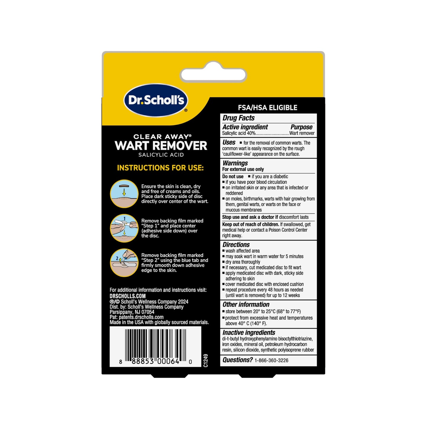 Dr. Scholl’s Clear Away Wart Remover Hydrogel Bandages for Fingers & Toes | Clinically Proven Wart Removal & Cushioning