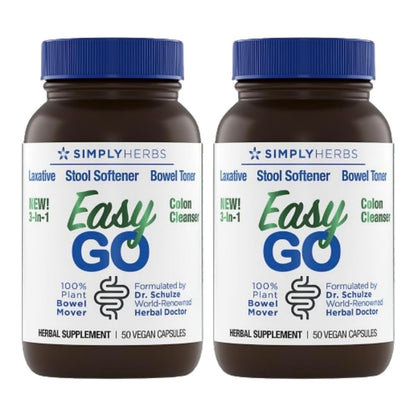 Dr. Schulze's Simply Herbs Easy Go Bowel Mover – 2 Pack Plant-Based Gentle Laxative