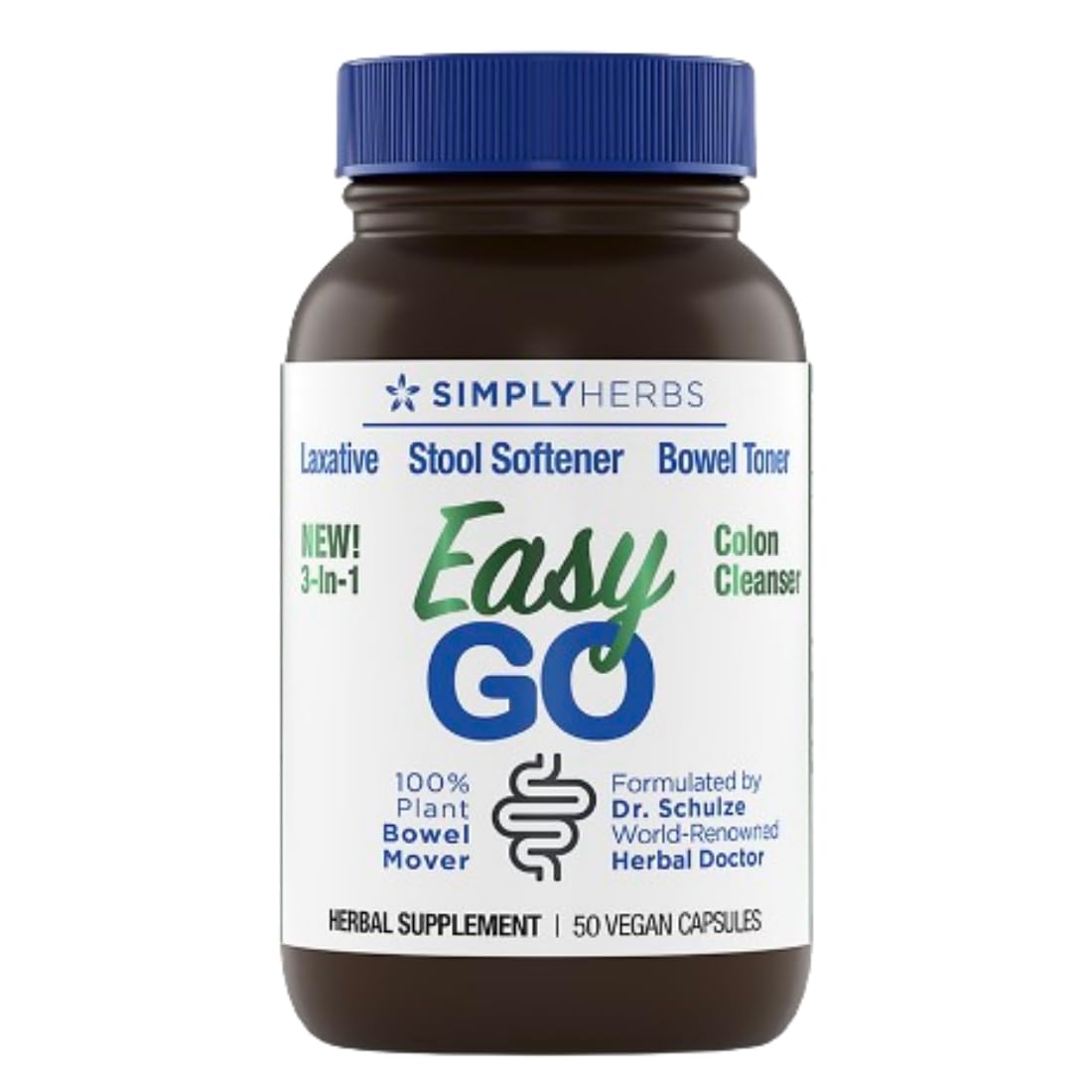 Dr. Schulze's Simply Herbs Easy Go Bowel Mover — Plant-Based Stool Softener & Gentle Laxative