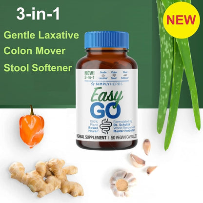 Dr. Schulze's Simply Herbs Easy Go Bowel Mover — Plant-Based Stool Softener & Gentle Laxative