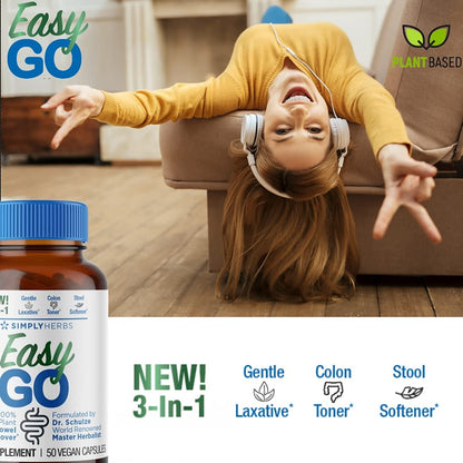 Dr. Schulze's Simply Herbs Easy Go Bowel Mover — Plant-Based Stool Softener & Gentle Laxative