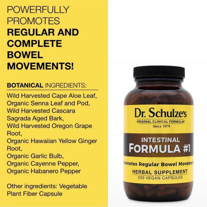 Dr. Schulze's Intestinal Formula #1 — Plant-Based Bowel Movement Support (250 Count)