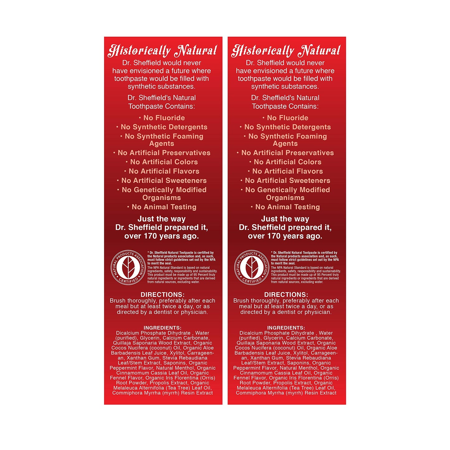 Dr. Sheffield’s Certified Natural Toothpaste Cinnamon (2-Pack) – Fluoride-Free, Fresh Breath