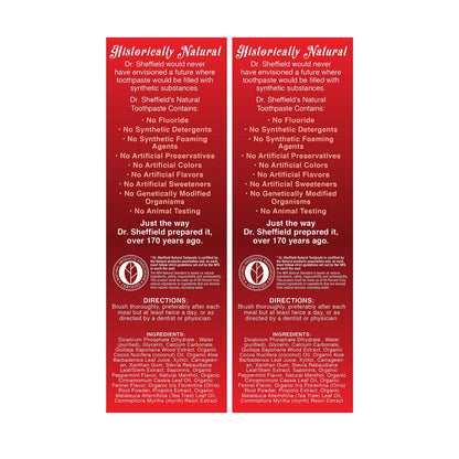 Dr. Sheffield’s Certified Natural Toothpaste Cinnamon (2-Pack) – Fluoride-Free, Fresh Breath