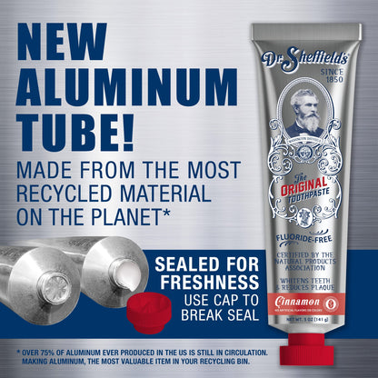 Dr. Sheffield’s Certified Natural Toothpaste Cinnamon (2-Pack) – Fluoride-Free, Fresh Breath