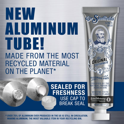 Dr. Sheffield’s Certified Natural Toothpaste – Extra-Whitening (2-Pack) – Fluoride Free