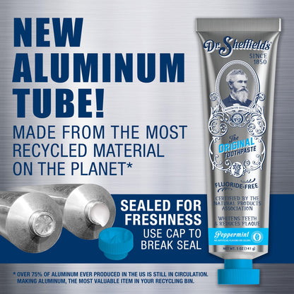 Dr. Sheffield's Certified Natural Peppermint Toothpaste – Fluoride Free (2-Pack)