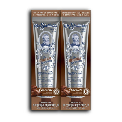 Dr. Sheffield’s Certified Natural Toothpaste (Chocolate) – Great Taste, Fluoride Free, Whitening (2-Pack)
