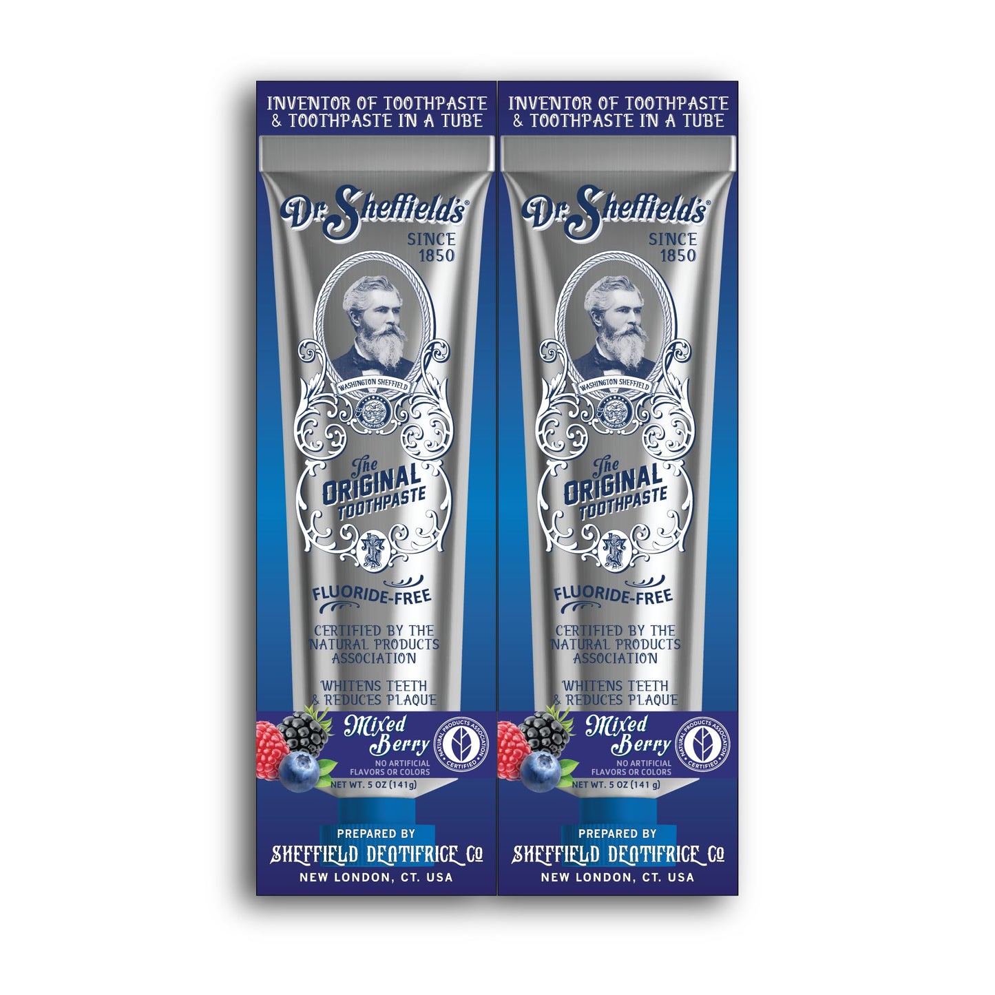 Dr. Sheffield’s Certified Natural Toothpaste – Mixed Berry, Fluoride Free, 2-Pack