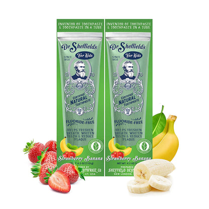 Dr. Sheffield’s Certified Natural Toothpaste – Strawberry Banana (2-Pack, Fluoride Free)