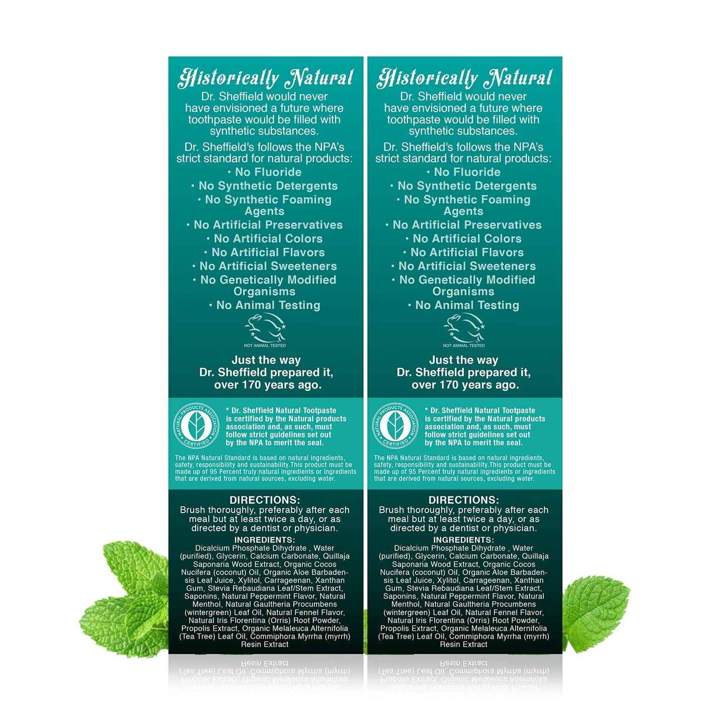 Dr. Sheffield’s Certified Natural Toothpaste (Wintergreen) – Fluoride Free 2-Pack