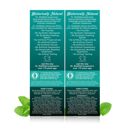 Dr. Sheffield’s Certified Natural Toothpaste (Wintergreen) – Fluoride Free 2-Pack